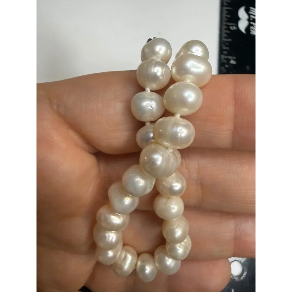 Freshwater Cultured Pearl Strand Bracelet White Baroque 7.5 Inch Lobster Clasp